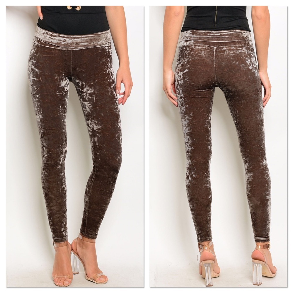 Dark Mauve Crushed Velvet Leggings